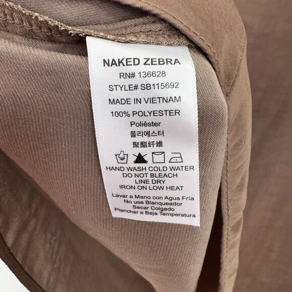 Naked Zebra Womens Brown Short Sleeve V-Neck Blouse Top Size Medium NEW NWT - Picture 6 of 6